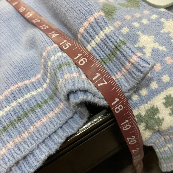 LoveShackFancy Womens Zaheer Pullover Feminine Heart Bow Sweater Pink Blue XS - Picture 8 of 11